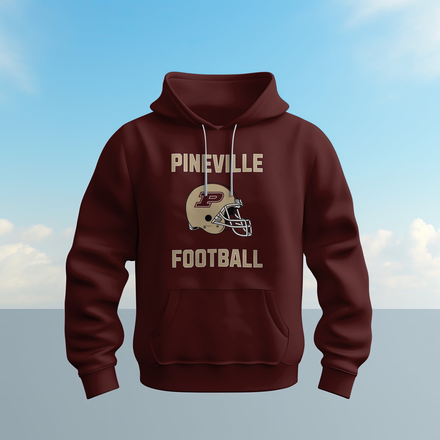 Pineville Football - Maroon/Gold Helmet - Hoodie | The Narrows Co.